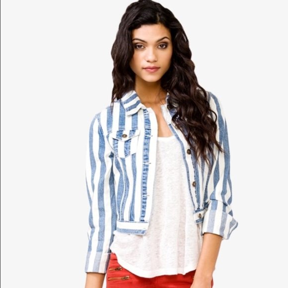 forever 21 striped denim jacket